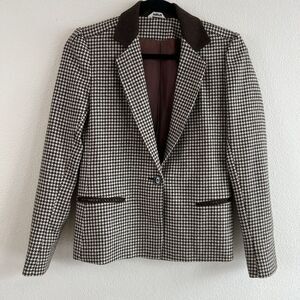 Vintage‎ Houndstooth Wool Blazer Brown Cream Women’s 4 Business Career
